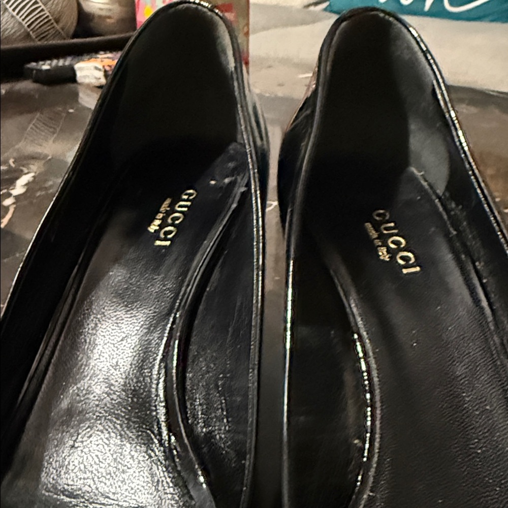 Gucci Black Patent Leather Espadrille Wedges - Picture 3 of 6